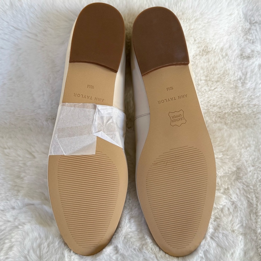 ANN TAYLOR NEW 10 10.5 Chain Leather Loafers in Pearl Shadow • Old Money Classic - Picture 8 of 14